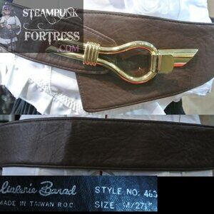 BROWN VINTAGE VALERIE BARAD STEAMPUNK BELT MEDIUM 33" LONG STEAMPUNK FORTRESS -